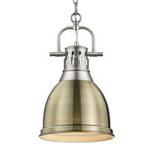  3602-S PW-AB - Duncan Small Pendant with Chain